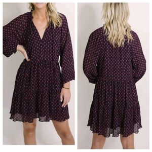 Lucy Paris Isola black and pink Tiered long sleeve dress size large